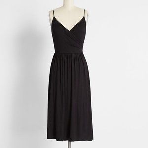 Modcloth Black Surplice and Demand Midi Dress